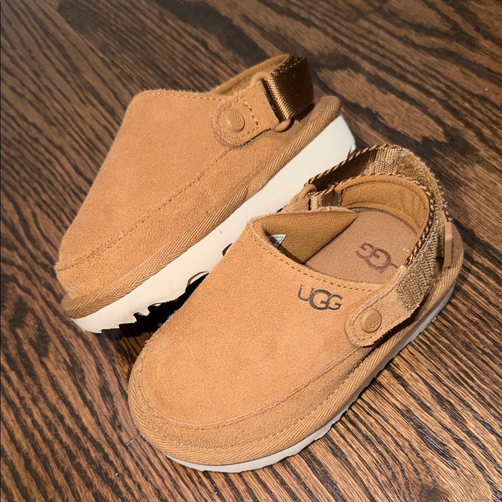 UGG Kids Tan Suede Slip-On Clogs